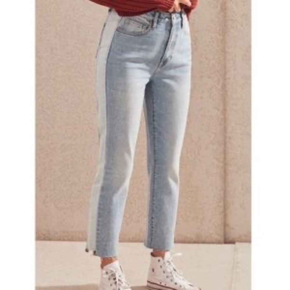 Two tone blue mom jeans pacsun
